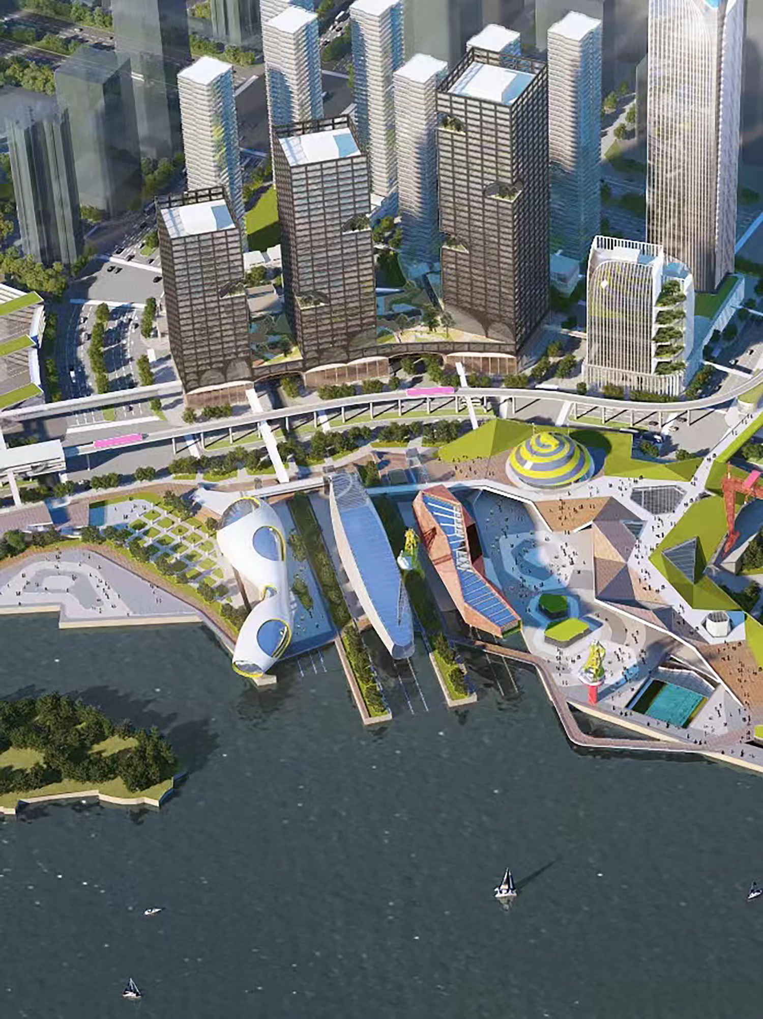 【概念设计】广州船厂城市设计国际竞赛方案效果图 - vastcg